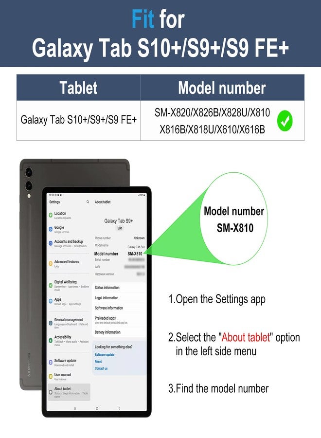 DTTO for Samsung Galaxy Tab S10 Plus 2024 / S9 Plus / S9 FE Plus 5G Case 12.4 Inch 2023, Premium Leather Business Folio Cover with S Pen Holder&Hand Strap for Galaxy Tab S10+/S9+/S9 FE+, Navy Blue - Image 2
